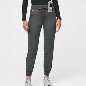 Figs High Waisted Zamora Jogger Scrubs in Bonsai